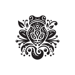 Black Color Frog silhouette design Vector Illustration, Solid White Background (5).eps