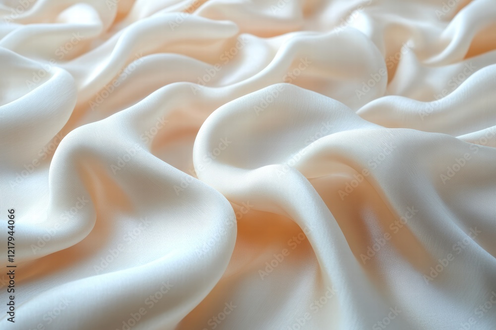 Poster silky fabric texture flowing in soft waves, capturing light and softness in intricate patterns