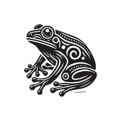 Black Color Frog silhouette design Vector Illustration, Solid White Background (8).eps