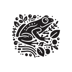Black Color Frog silhouette design Vector Illustration, Solid White Background (10).eps