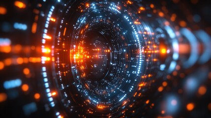 Fototapeta premium Abstract Swirling Tunnel Of Glowing Light Particles