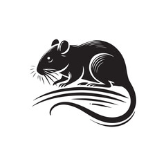 Black Color Gerbil silhouette design Vector Illustration, Solid White Background (5).eps