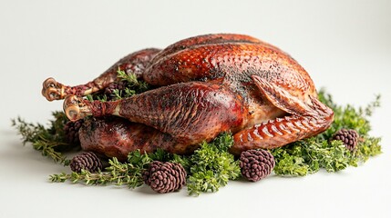 Roasted Turkey with Herb Garnish for Thanksgiving Dinner