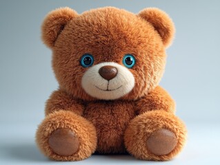 Obraz premium A cute, fluffy teddy bear with bright blue eyes, perfect for cuddling.
