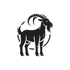 Black Color Goat silhouette design Vector Illustration, Solid White Background (11).eps