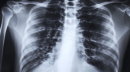 Chest X-Ray: A Medical Image Showing Rib Cage and Lungs