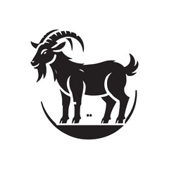 black Goat silhouette design Vector  Illustration, Solid White Background (12).eps