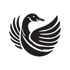Black Color Goose silhouette design Vector Illustration, Solid White Background (3).eps