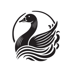 Black Color Goose silhouette design Vector Illustration, Solid White Background (14).eps