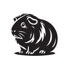 Black Color Guinea Pig silhouette design Vector Illustration, Solid White Background (11).eps