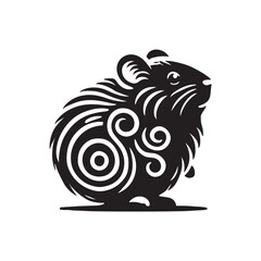 Black Color Hamster silhouette design Vector Illustration, Solid White Background (2).eps