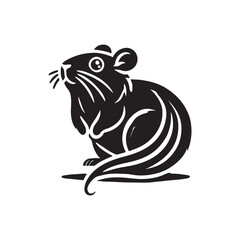 Black Color Hamster silhouette design Vector Illustration, Solid White Background (9).eps