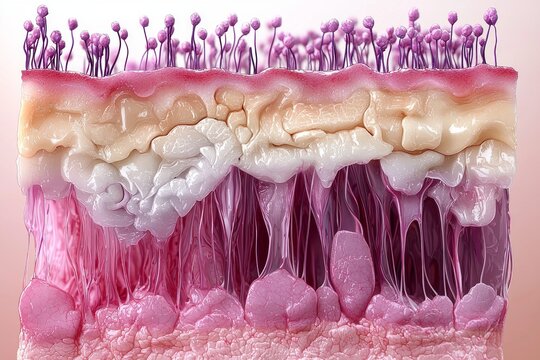 illustration provides in depth look skin layers including epidermis dermis and subcutaneous tissue. Space is available on right for adding labels and notes for educational purposes.