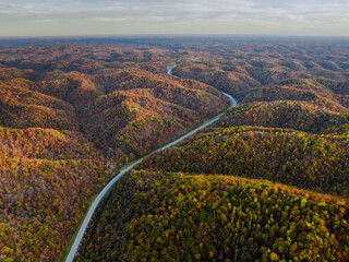 Road passing rolling hills of Kentucky 