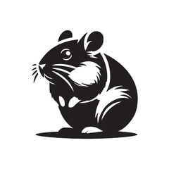 Black Color Hamster silhouette design Vector Illustration, Solid White Background (8).eps