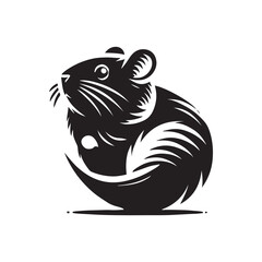 Black Color Hamster silhouette design Vector Illustration, Solid White Background (12).eps
