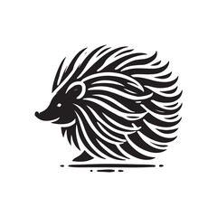 Black Color Hedgehog silhouette design Vector Illustration, Solid White Background (3).eps