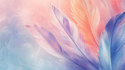 Obraz premium Pastel feathers, soft background, delicate texture, design element