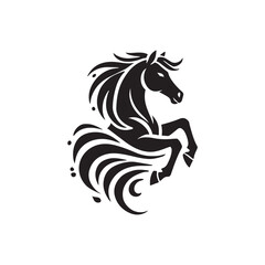 Black Color Horse silhouette design Vector Illustration, Solid White Background (4).eps