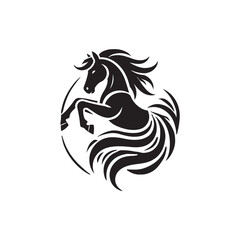 Black Color Horse silhouette design Vector Illustration, Solid White Background (7).eps