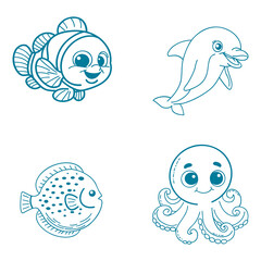 modern underwater fish icon symbol logo abstract