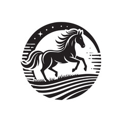 Black Color Horse silhouette design Vector Illustration, Solid White Background (13).eps