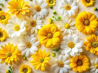 Fototapeta premium Cheerful Yellow & White Floral Pattern - Light Background Stock Photo