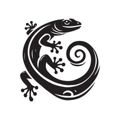 Fototapeta premium Black Color Lizard silhouette design Vector Illustration, Solid White Background (5).eps
