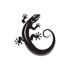 Black Color Lizard silhouette design Vector Illustration, Solid White Background (6).eps