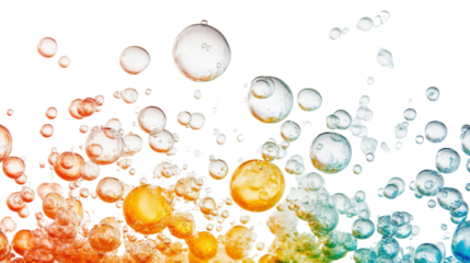 Colorful soap bubbles on transparent background
