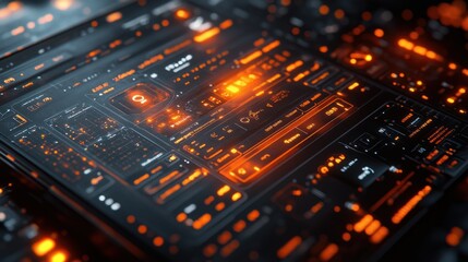 Obraz premium Futuristic orange and black digital interface.