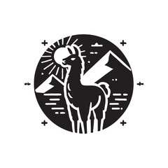 Black Color Llama silhouette design Vector Illustration, Solid White Background (4).eps