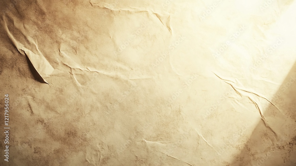 Fototapete crumpled paper texture creating a vintage background with light and shadow