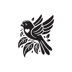 Black Color Lovebird silhouette design Vector Illustration, Solid White Background (1).eps