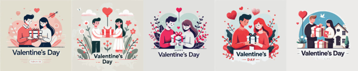 vector of a couple giving a gift