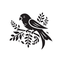 Black Color Lovebird silhouette design Vector Illustration, Solid White Background (7).eps