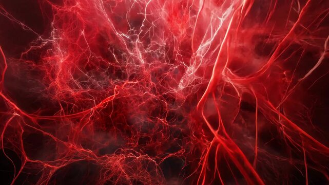 Exploration of abstract red visuals depicting intricate patterns and flowing textures in a dynamic environment