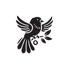 Black Color Lovebird silhouette design Vector Illustration, Solid White Background (13).eps