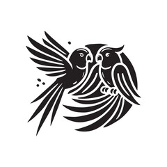 Black Color Lovebird silhouette design Vector Illustration, Solid White Background (14).eps