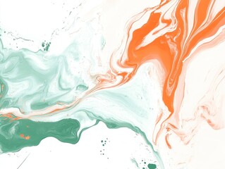 Abstract fluid art with orange and teal swirls creating a dynamic and modern design