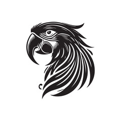 Black Color Macaw silhouette design Vector Illustration, Solid White Background (4).eps