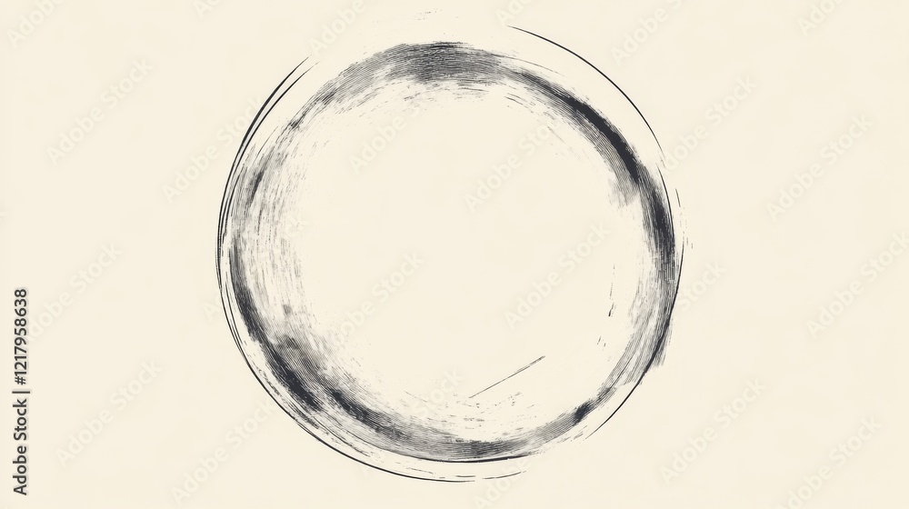 Poster abstract circular design with brushstroke texture on a light background, suitable for art or design 