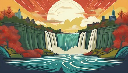niagara falls usa travel poster illustration perfect for home decor gifts or wall art print on canvas paper or poster