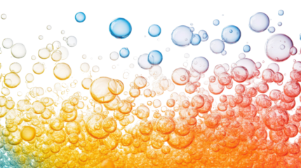 Colorful soap bubbles on transparent background
