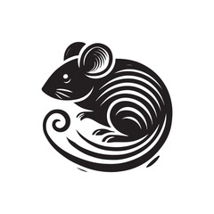 Black Color Mouse silhouette design Vector Illustration, Solid White Background (3).eps