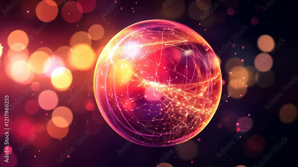 Poster colorful abstract sphere with glowing lights and vibrant background creating a stunning visual effec