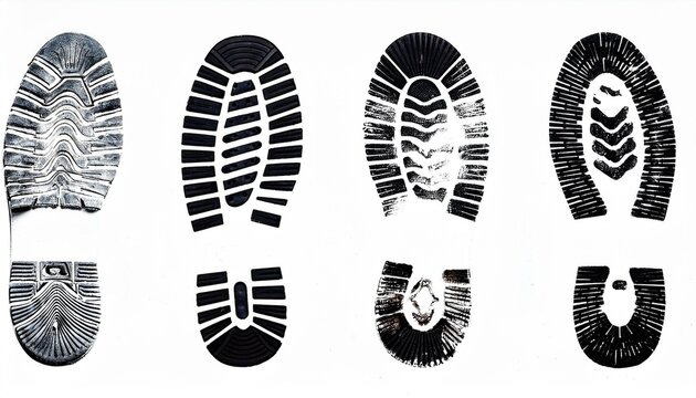 different smudged shoe prints on a white background