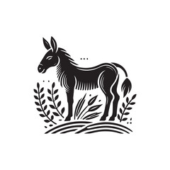 Black Color Mule silhouette design Vector Illustration, Solid White Background (7).eps