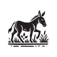 Black Color Mule silhouette design Vector Illustration, Solid White Background (10).eps