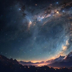 Naklejka premium Majestic Cosmic Galaxy, Generative AI